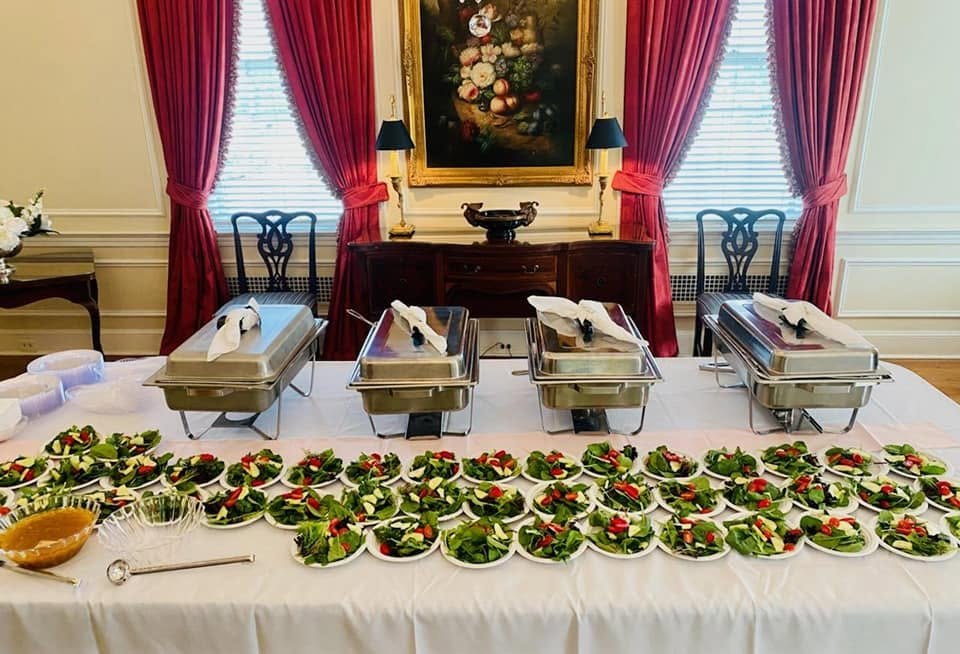 Formal buffet with individual salads
